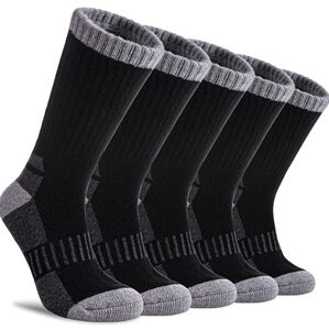 Womens 70% Merino Wool Hiking Socks Warm Winter Boot Crew Socks Cushion 5-Pair
